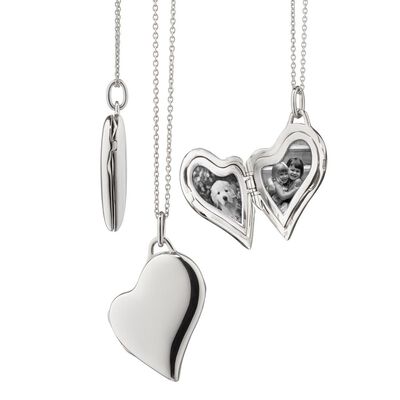 Monica Rich Kosann 22" Slim Heart Locket Necklace, Sterling Silver