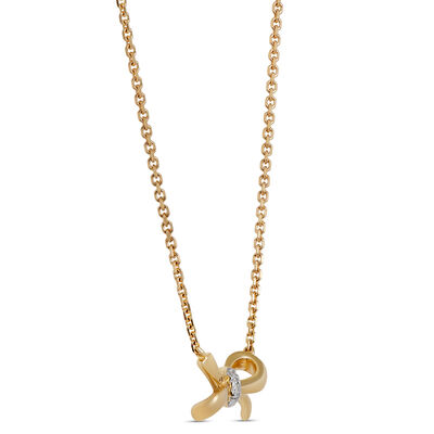 Baby Bow Diamond Necklace, 14K Yellow Gold