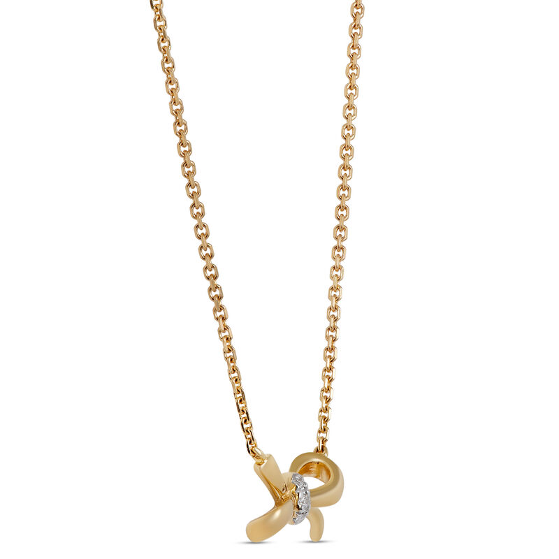 Baby Bow Diamond Necklace, 14K Yellow Gold image number 1