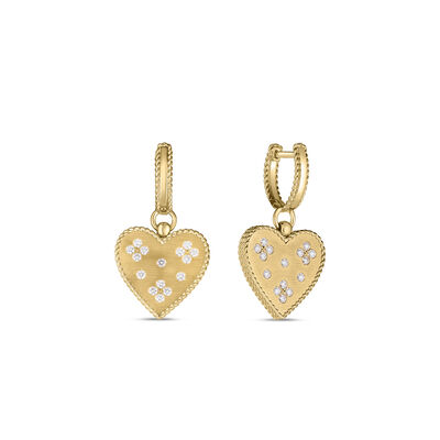Robert Coin 18k Yellow Gold Venetian Princess Medium Heart Medallion Dangle Earrings