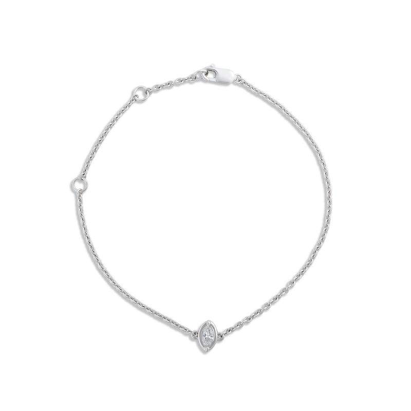 Seven-Inch Marquise Diamond Bracelet, 14K White Gold image number 0