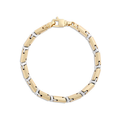 Toscano Two-Tone 8.5-Inch Hinged Tube Link Bracelet, 14K Yellow and White Gold