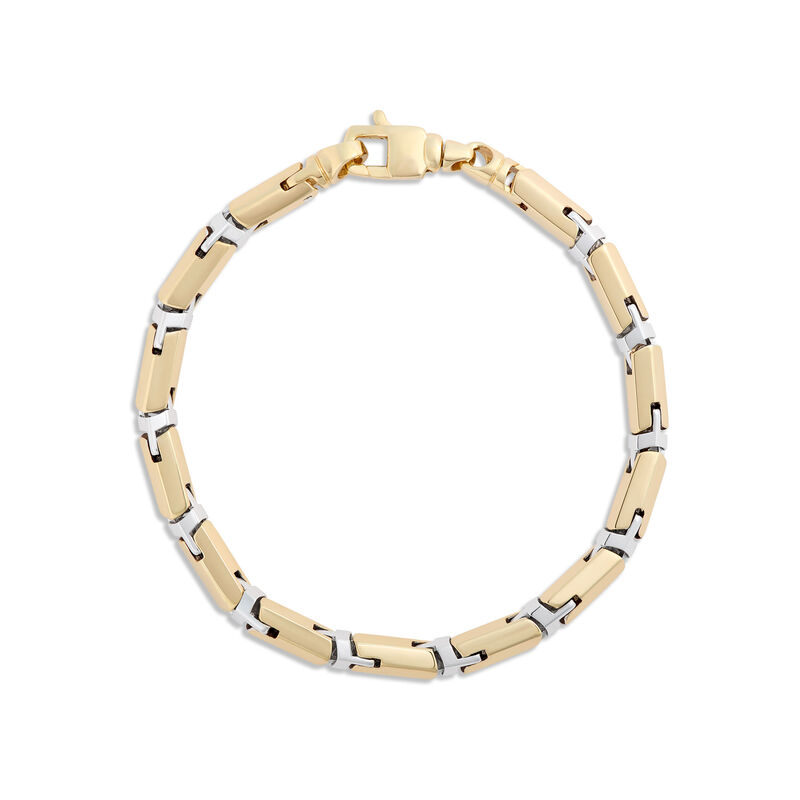 Toscano Two-Tone 8.5-Inch Hinged Tube Link Bracelet, 14K Yellow and White Gold image number 0