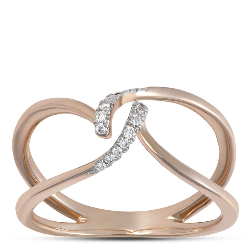 Double Wave Diamond Ring, 14K Rose Gold image number 0