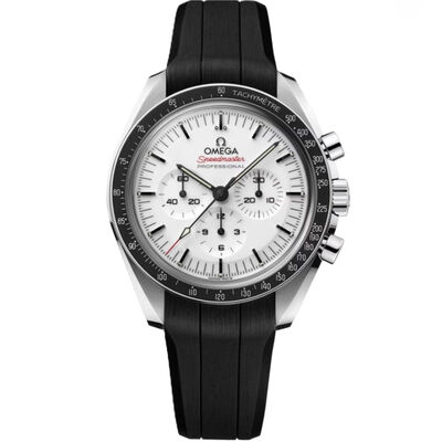 OMEGA Speed Master Moon Professional White Dial Rubber Strap Watch, 42mm