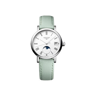 Longines Elegant Collection Moon Phase White Dial Watch, 29mm