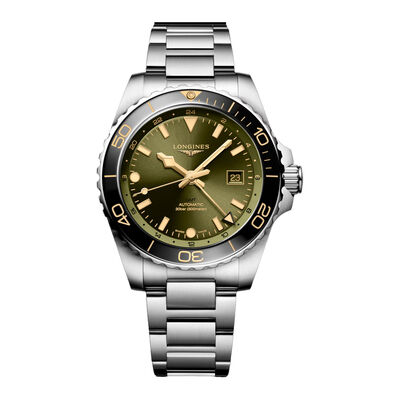 Longines Hydroconquest GMT Sunray Green Dial Watch, 43mm