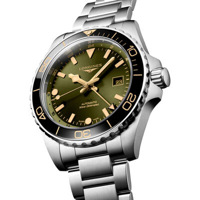 Longines Hydroconquest GMT Sunray Green Dial Watch, 43mm