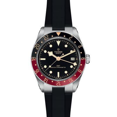 TUDOR Black Bay 58 GMT Black Dial Steel Case Rubber Strap, 39mm