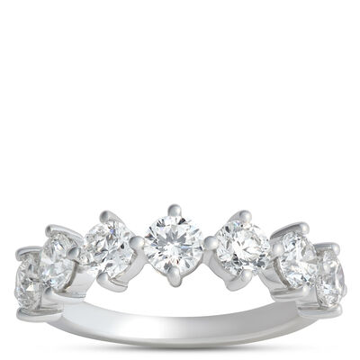 Round Diamond Wedding Band, 18K White Gold