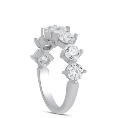 Round Diamond Wedding Band, 18K White Gold