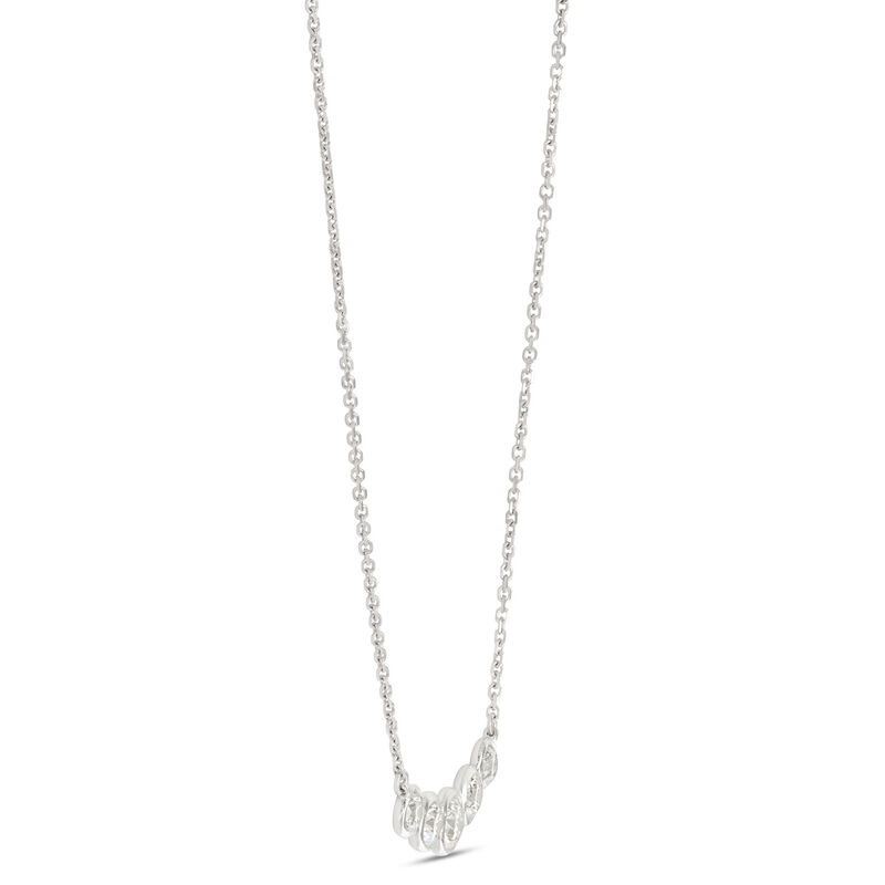 Bezel Set Round Diamond Necklace, 14K White Gold image number 2