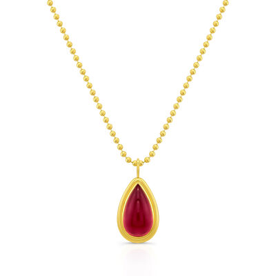 Rahaminov Pear Shaped Pink Tourmaline Pendant, 18K Yellow Gold