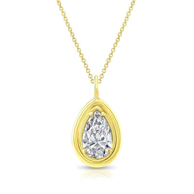 Rahaminov Pear Cut Diamond Pendant, 18K Yellow Gold