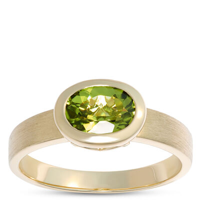 Oval Peridot Ring, 14K Yellow Gold Size 7