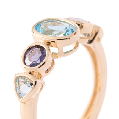 Blue Topaz and Iolite Ring, 14K Yellow Gold
