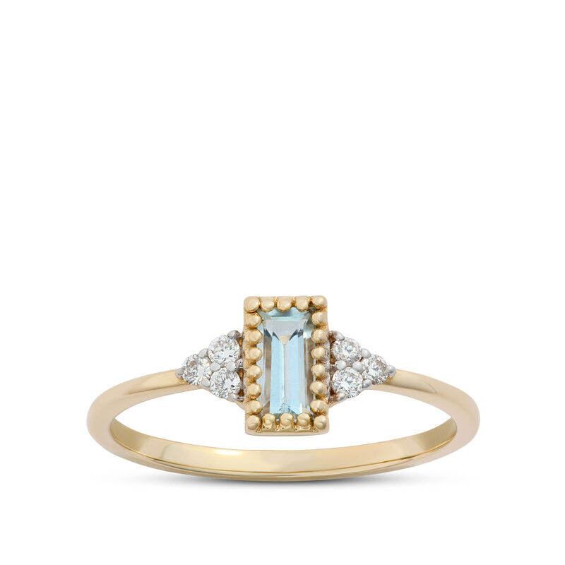 Emerald Cut Aquamarine Ring, 14K Yellow Gold image number 0