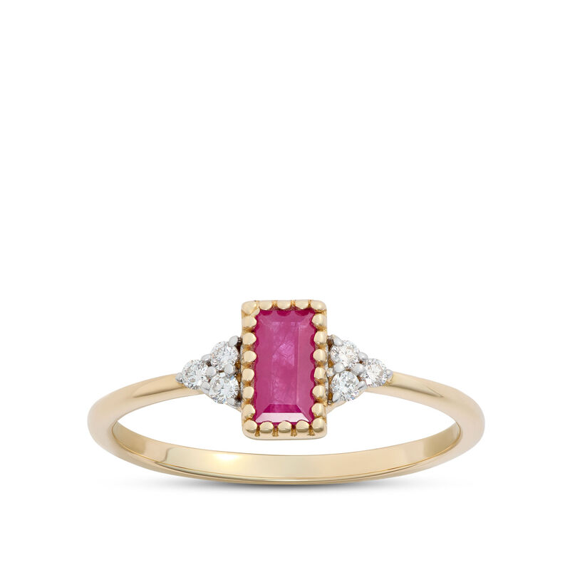 Emerald Cut Ruby Ring, 14K Yellow Gold image number 0