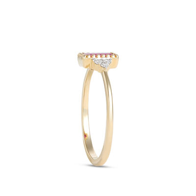 Emerald Cut Ruby Ring, 14K Yellow Gold