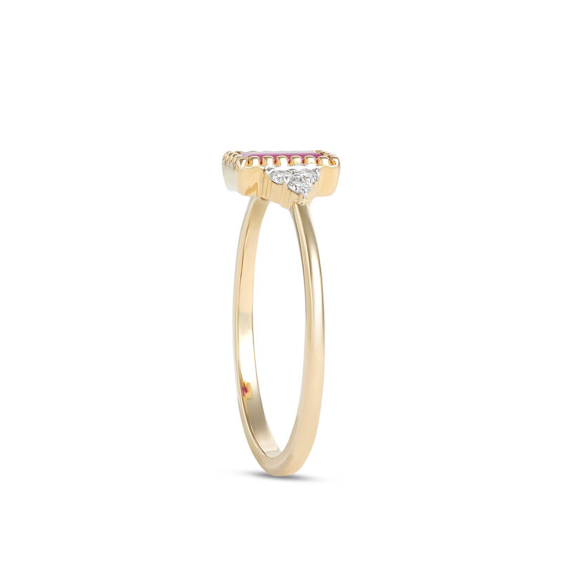 Emerald Cut Ruby Ring, 14K Yellow Gold image number 1