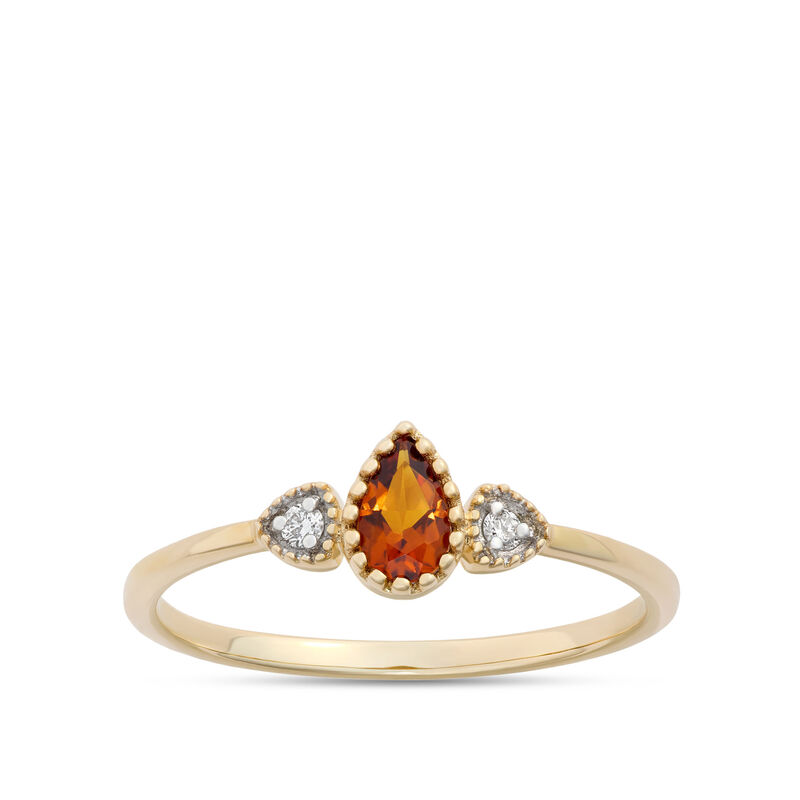 Pear Shaped Citrine Ring, 14K Yellow Gold image number 0