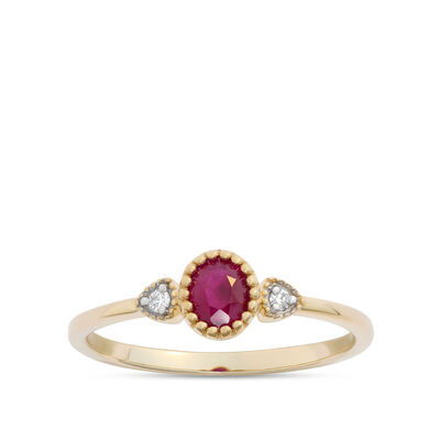 Oval Ruby Ring, 14K Yellow Gold