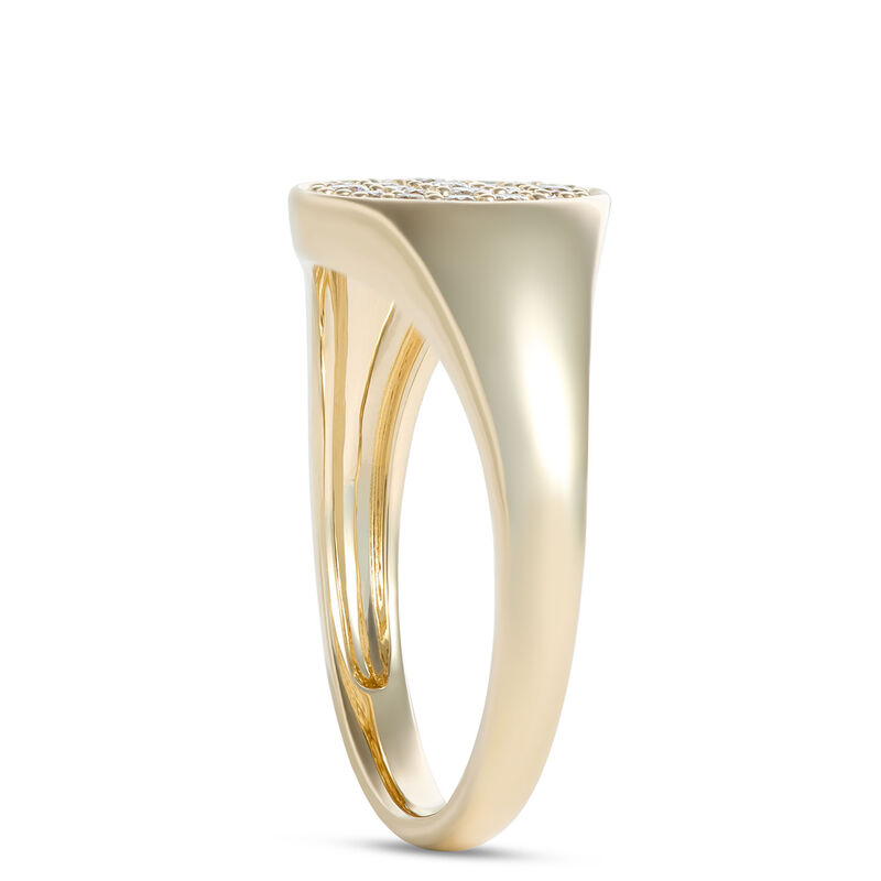 Ladies Signet Ring with Diamond Cluster in 14K Yellow Gold image number 1