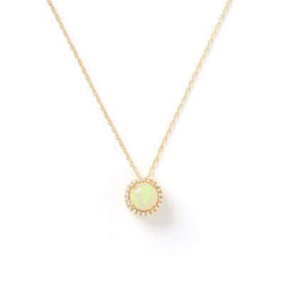 Opal Pendant Necklace, 14K Yellow Gold