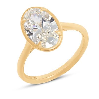 Bella Ponte Oval Solitaire Diamond Engagement Ring, 18K Yellow Gold