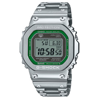 G-Shock Full Metal Silver and Green Outline Dial Watch, 43.2mm