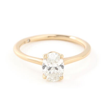 Bella Ponte "Whisper" Oval Cut Diamond Engagement Ring, 14K Yellow Gold