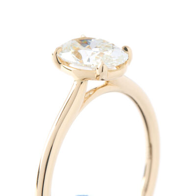 Bella Ponte "Whisper" Oval Cut Diamond Engagement Ring, 14K Yellow Gold