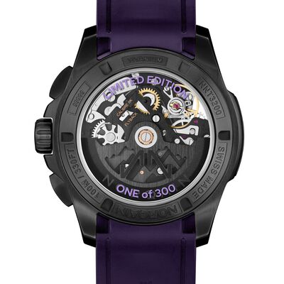 NORQAIN Independence Skeleton Dial Chrono Purple Strap Watch, 42 mm