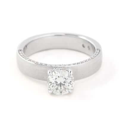 Bella Ponte Round Diamond Solitaire Engagement Ring, 14K White Gold Size 6.5