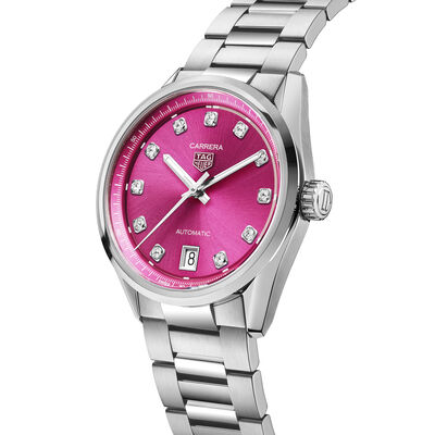 TAG Heuer Carrera Date Watch Pink Dial, 36mm
