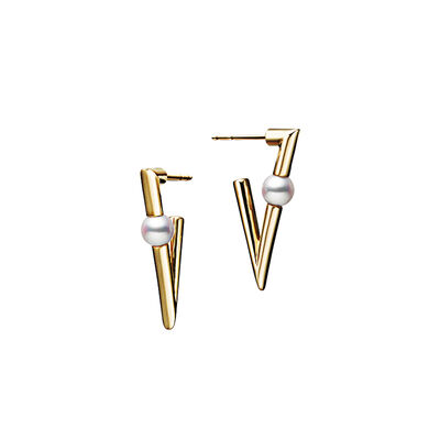 Mikimoto V Code Akoya Cultured Pearl Earrings in 18K Yellow Gold