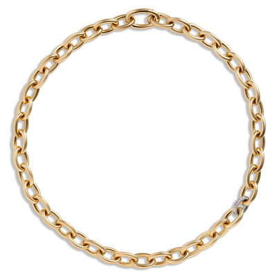 Toscano with Diamonds 18-Inch Oval Link Chain, 18K Yellow Gold