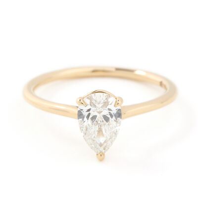 Bella Ponte &ldquo;Whisper&rdquo; Pear Shape Diamond Engagement Ring, 14K Yellow Gold Size 6.5