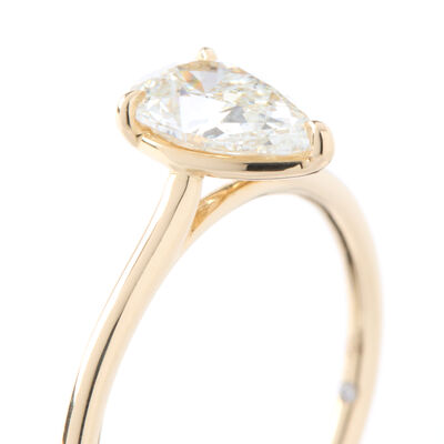 Bella Ponte &ldquo;Whisper&rdquo; Pear Shape Diamond Engagement Ring, 14K Yellow Gold Size 6.5