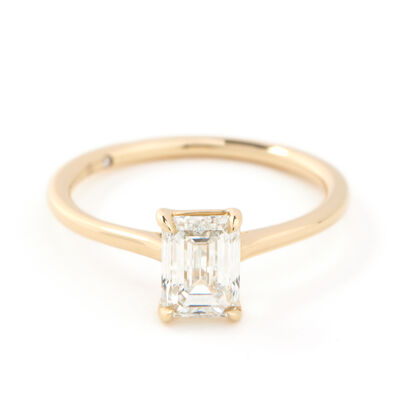 Bella Ponte &ldquo;Whisper&rdquo; Emerald Cut Diamond Engagement Ring, 14K Yellow Gold