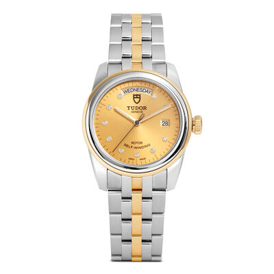 Pre-Owned TUDOR Glamour Date+Day Watch Champagne Dial Steel Bracelet, 39mm