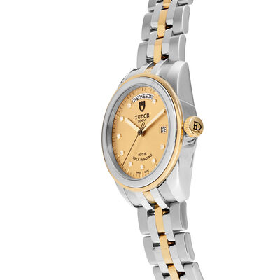 Pre-Owned TUDOR Glamour Date+Day Watch Champagne Dial Steel Bracelet, 39mm