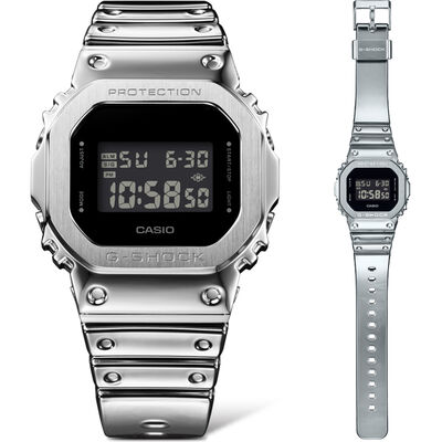 G-Shock G-Steel Fine Metallic Vapor Silver 5600 Series Gray Dial Watch, 43.2mm