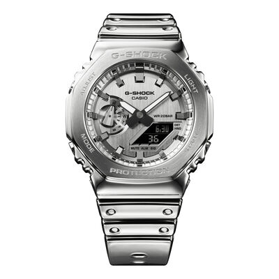 G-Shock G-Steel Fine Metallic Vapor Silver 2100 Series Gray Dial Watch, 44.4mm
