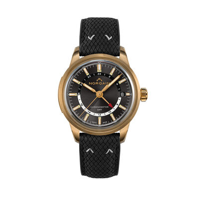 NORQAIN Freedom 60 GMT Bronze Anthracite Black Dial Watch, 40mm