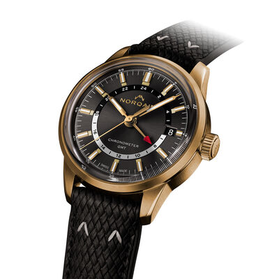 NORQAIN Freedom 60 GMT Bronze Anthracite Black Dial Watch, 40mm