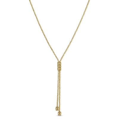 Toscano 18-Inch Beaded Y Necklace, 14K Yellow Gold