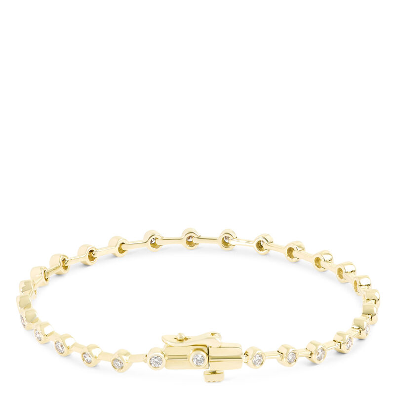 Bezel Set Diamond Tennis Bracelet, 7-inches, 14K Yellow Gold image number 2
