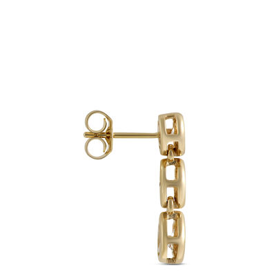 Bezel Set Diamond Drop Earrings, 14K Yellow Gold