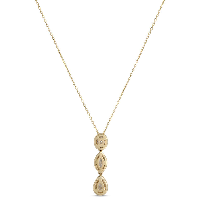 Oval, Marquise and Pear Shaped Diamond Necklace, 14K Yellow Gold image number 1